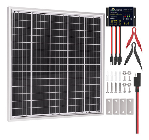 Solperk Panel Solar De 50 W 24 V, Cargador De Bateria Solar 