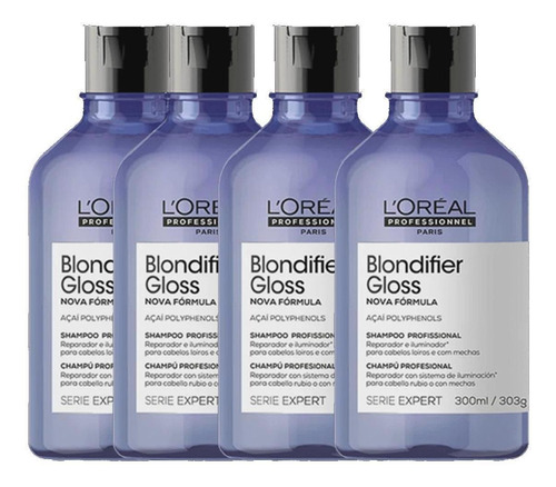 Kit 4 Shampoo Serie Expert Blondifier Gloss 300ml - L'oreal