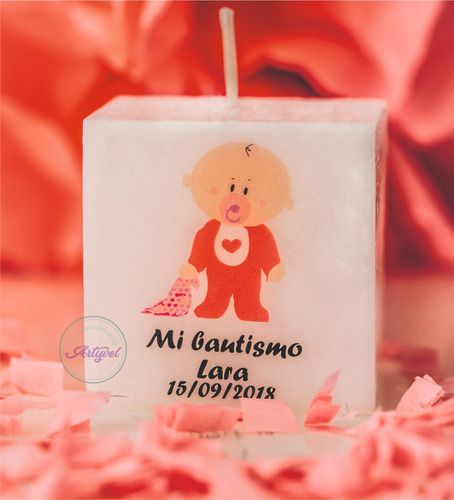 15 Souvenir Bautismo, Comunion Originales Velas 4x4