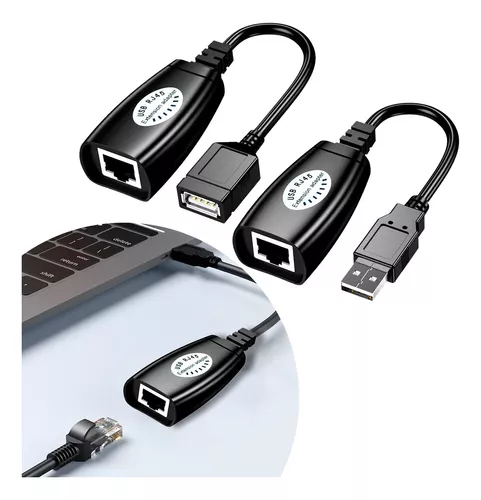Adaptador USB (macho) (hembra) a RJ45 - Adaptador de extensión LAN USB a  RJ45 sobre cable Cat5/ Cat5e/ Cat6