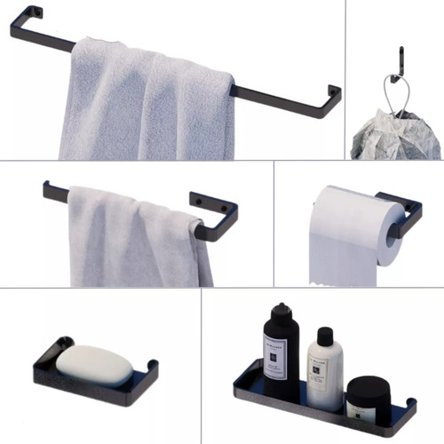 Suportes De Banheiro Porta Toalha, Sabonete, Shampoo Preto
