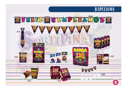 Kit Decoracion Barcelona Descartables 12invit Leer Dc