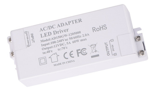 Led Driver 60w Transformador Para Tiras Luces Y Lámpara