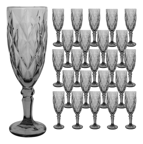 Copa Labrada Champagne Vidrio Flauta Cristal 170ml Vittori Humo/24 Piezas