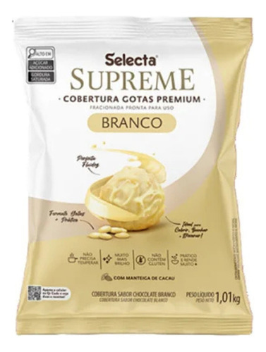 Chocolate Branco Selecta Gotas 1,01kg Pacote Sem GlĂșten