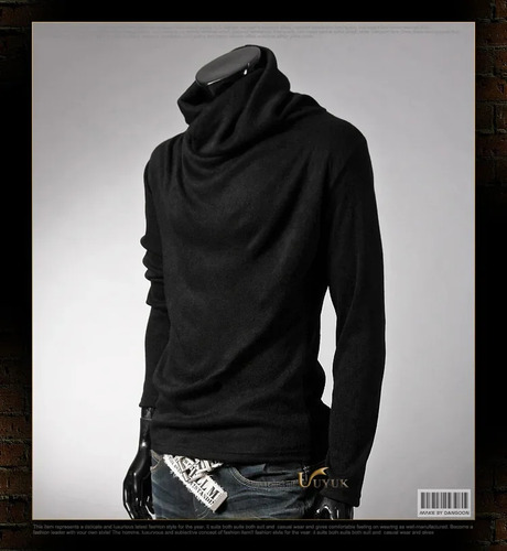 Camiseta Casual De Manga Larga Con Cuello Alto Y Corte Ajust