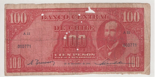 Billete 100 Pesos 1946 Numero Bajo 771 (c85) 