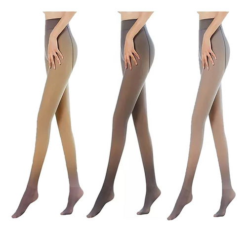 Pantimedias De Forro Cálido Translúcido Falso Polar 3pcs