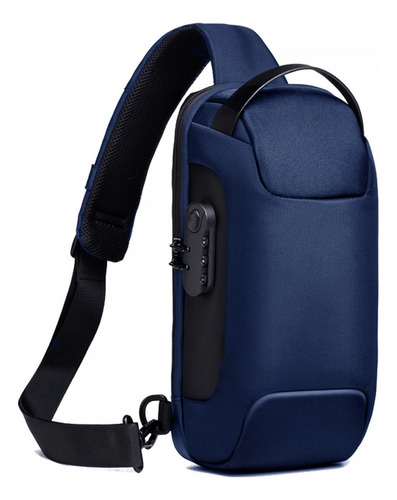 Mochila Masculina Transversal De Ombro Sholderbag Pochete Cor Azul