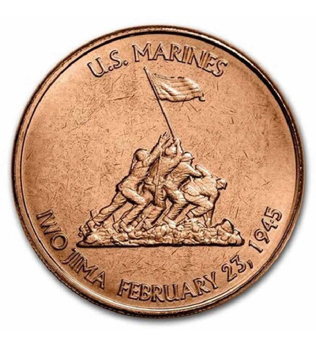 Medalla 1 Onza Cobre .999 Us Marines Iwo Jima