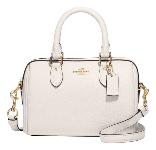 Bolsa Coach Original Mini Rowan Satchel Crema Cuero Ch157 Acabado De Los Herrajes Dorado Diseño De La Tela Liso