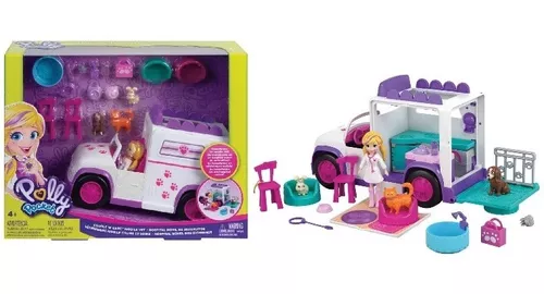 Veículo e Boneca - Polly Pocket - Hospital Móvel dos Bichinhos - Mattel