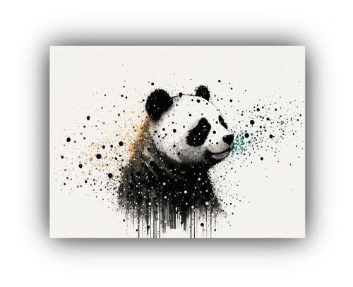 Cuadro Bastidor Madera Hermoso Panda Linda 75x50cm Animales