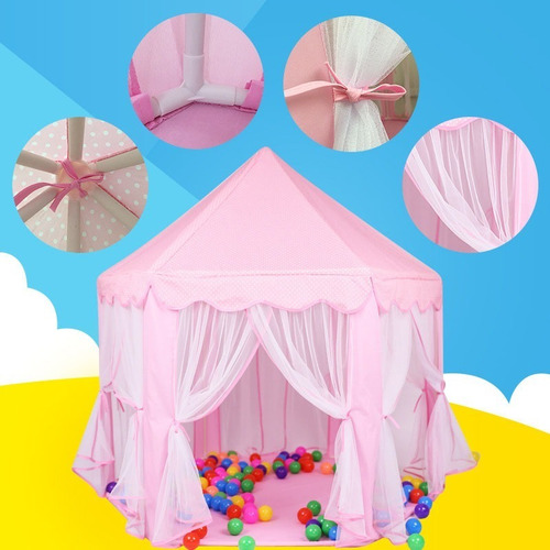 Imagem 6 de 8 de Barraquinha Infantil Tenda Rosa Menina Toca Cabaninha