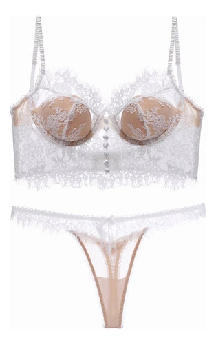Conjunto De Sujetador Sexy De Encaje Transpirable Para Mujer
