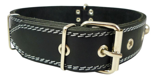 Collar De Perro Con Tachuelas De Cuero Grueso Genuino De 1,6