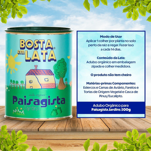 Imagem 3 de 3 de Fertilizante Orgânico Bosta Em Lata Paisagista - 500g