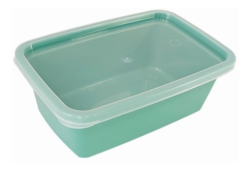 Pote Retangular 1000ml Tampa Transp. Kit 30 Unidades Cor Verde-água