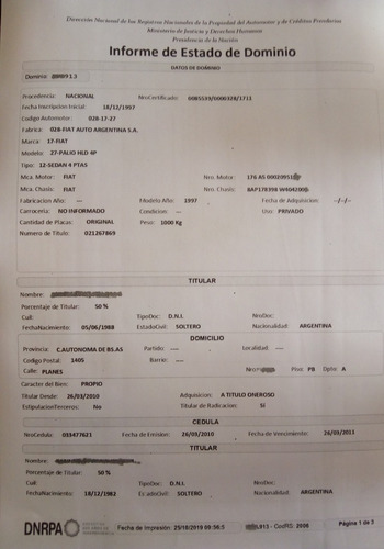 Informe Dominio-inhib-titularidad Inmueble/auto. Pcia Y Caba