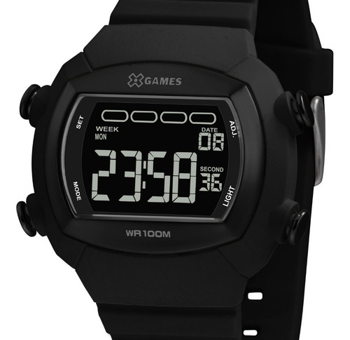 Relógio Masculino Preto Digital Silicone X-game Prova D'água