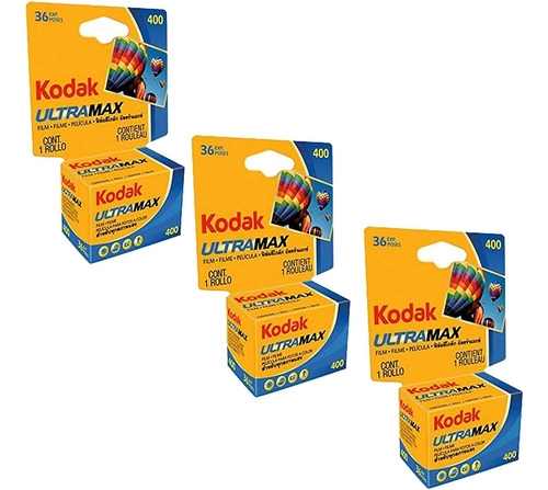 3 Pack Kodak Ultramax 400 Color Print Film 36 Exp. 35mm Dx