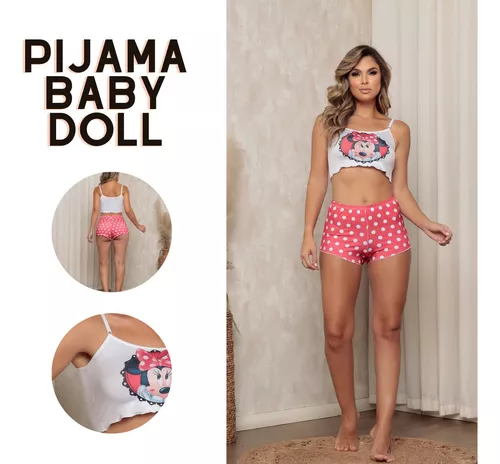 Baby Doll Curto Ondinha Pijama Short Doll Virginia Cropped