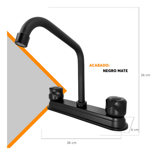 Llave Mezcladora Para Fregadero Cuello Alto Hexagonal 16021