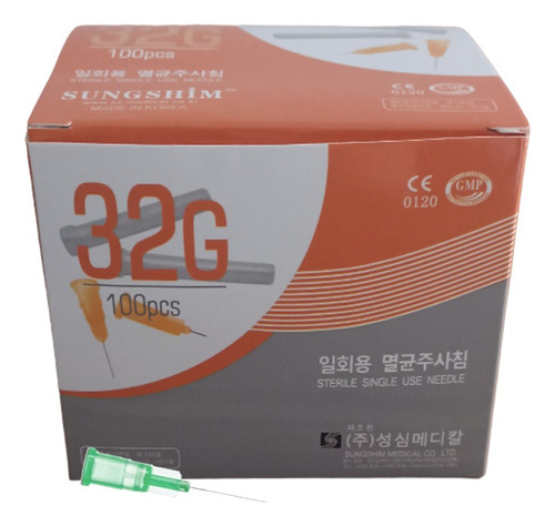 Aguja Mesoterapia 32g 1/2 (13mm) Caja 100 Pzas