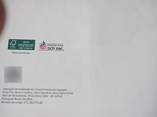 Manual De Manutencao E Garantía Do Carro Fox 2017 (Usado)