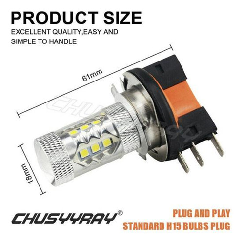 Dm-qpdm-qp6000k Led 16-smd H15 De Alta Potencia 80w Llevó La
