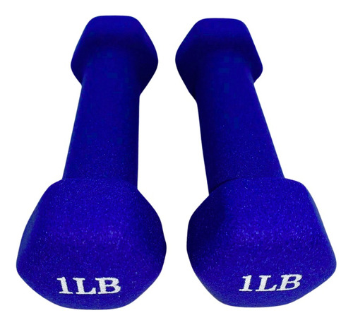 Par Mancuernas Recubiertas Neopreno 1lbs Wod Pro Gym Color Azul