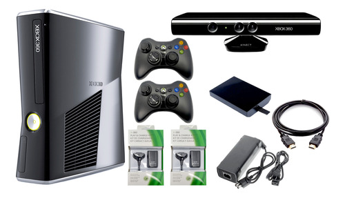Xbox360 Slim5.0+ Disco 1000gb 400j+2 Controles+ Kinect+2 C.j (Reacondicionado)
