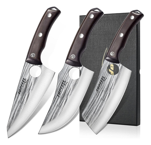 Juego De 3 Cuchillos De Carnicero Topfeel, Cuchillo De Chef