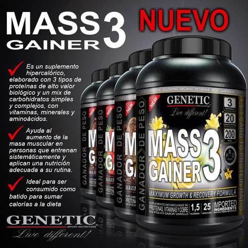 Aumento Muscular Sostenido Mass Gainer + Amino 7500 Genetic
