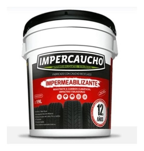 Impermeabilizante Impercaucho 12 Años Cubeta 19 Lt Terracota