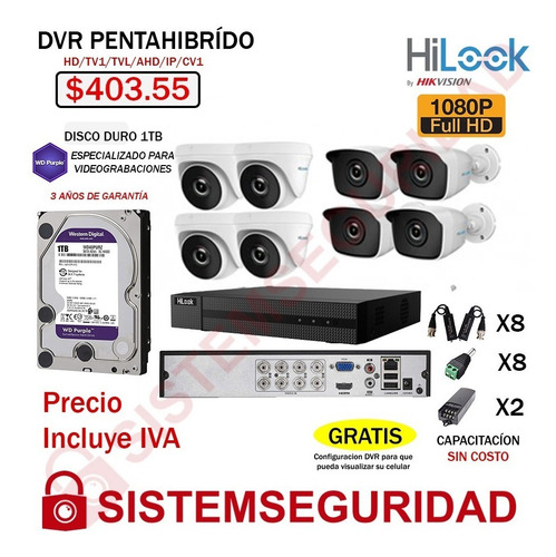 Imagen 7 de 10 de Kit 2 4 6 8 16 Cámaras De Seguridad 1080p Hilook