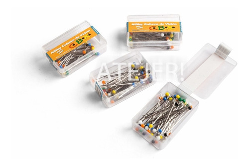 Imagen 3 de 6 de Alfileres Cabeza De Vidrio Para Modista Caja X 50 Unidades
