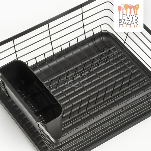 Secaplatos Escurridor Platos Cubiertos Con Bandeja Negro