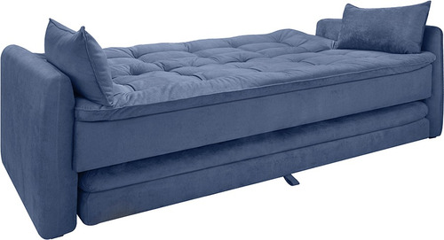 Imagen 3 de 10 de Sofa Cama Sillon Azul Tela Living Divino