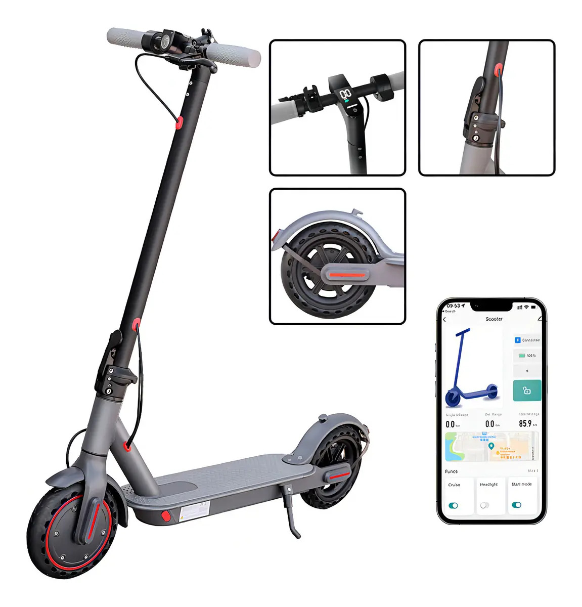 Scooter Eléctrico Ladped LP80 Plegable para Adultos con Autonomía de 31 km y Velocidad de 25 km/h