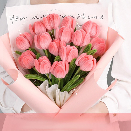 Ramo De Tulipanes Con Flores De Simulación De Felpa Para