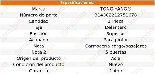 Defensa Del Sup P/pintar Para Hyundai Starex 19/20 Tong Yang