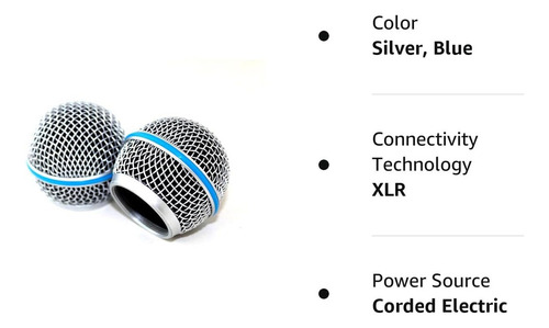 Cabezal De Micrófono De Acero De Repuesto Para Shure Sm58 Color Plateado
