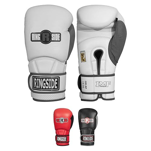 Guantes De Boxeo Ringside Gel Shock, 14 Oz., Blanco/gris