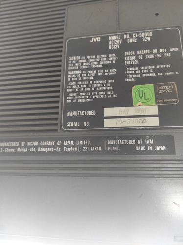 Imagen 4 de 8 de Jvc Vintage Radio Tv Cassette Modelo Cx 500 Coleccion