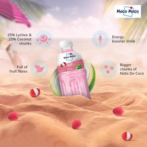 Bebida Mogu Lychee Nata De Coco, 10.8 Oz