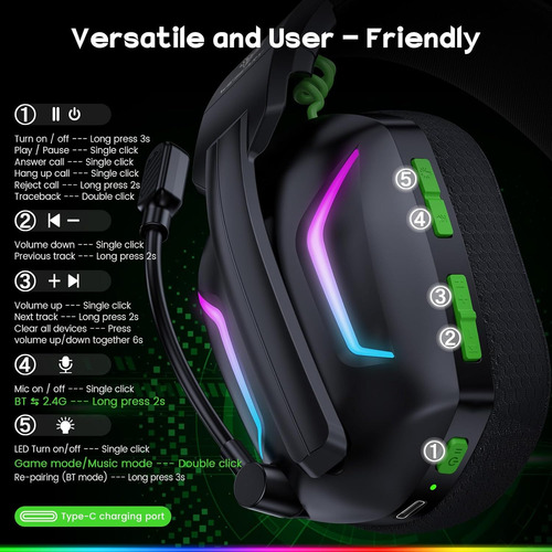 Auriculares Inalámbricos Para Pc, Ps5, Ps4, Switch, Mac, ...