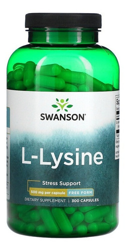 L Lisina L-lysine 500 Mg 300 Caps - Swanson Imunidade Herpes Sabor Sem sabor