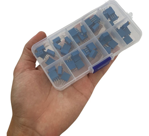 Kit 50 Trimpot 3296w 10 Valores Multivoltas Case Maleta
