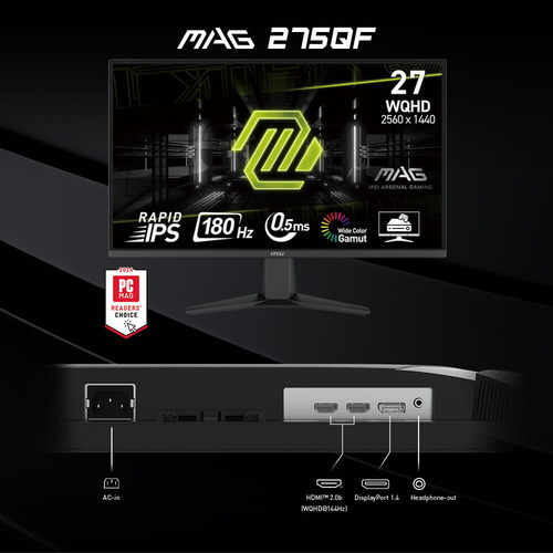 Monitor Msi Mag 275qf 27 Wqhd 2k 180 Hz 0.5 Ms- Boleta